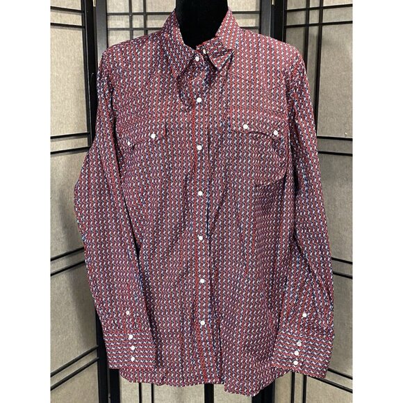 Roper Tops - Roper Women's Red & Blue Print Long Sleeve Pearl Snap Western Shirt 2 XL rodeo